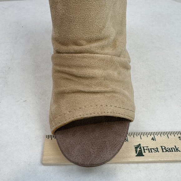 Girl Madeline Womens Size 7M Brown Suede Upper Ankle Bootie Peep Toe High Heels - Picture 12 of 13